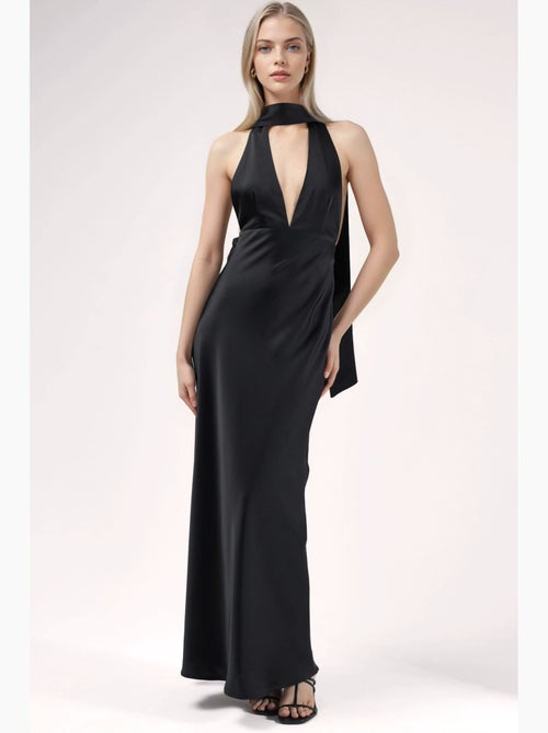 Vestido maxi justo com decote em v hiccup - Kiabi