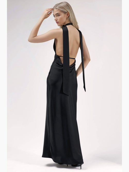 Vestido maxi justo com decote em v hiccup - Kiabi