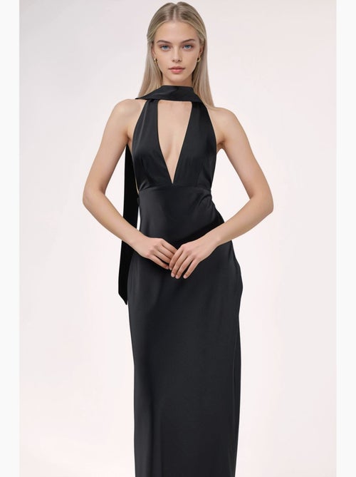 Vestido maxi justo com decote em v hiccup - Kiabi