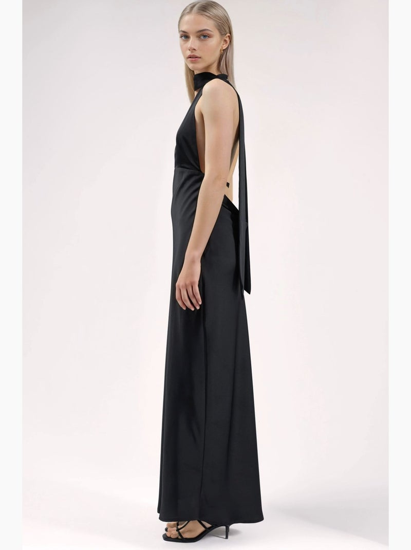 Vestido maxi justo com decote em v hiccup Preto - Kiabi