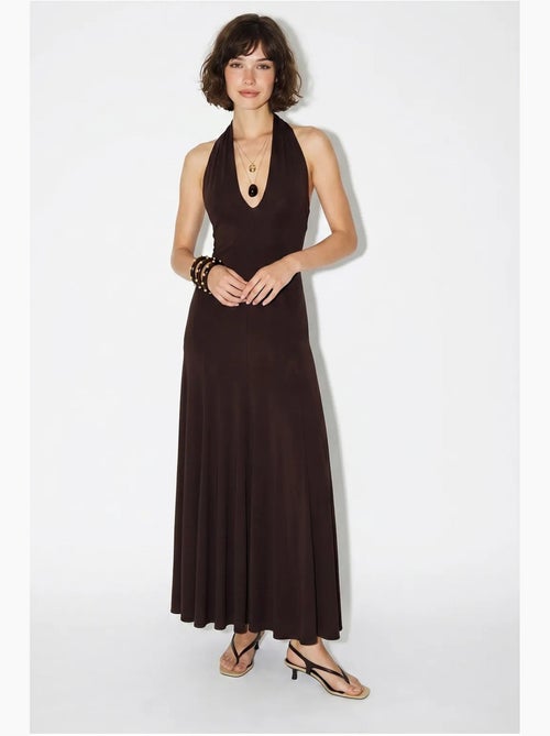 Vestido maxi justo com decote halter lucci - Kiabi
