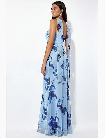 Vestido maxi justo com flores sem alças hiccup