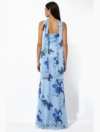 Vestido maxi justo com flores sem alças hiccup
