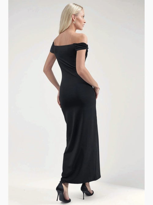 Vestido maxi justo com gola assimétrica hiccup - Kiabi