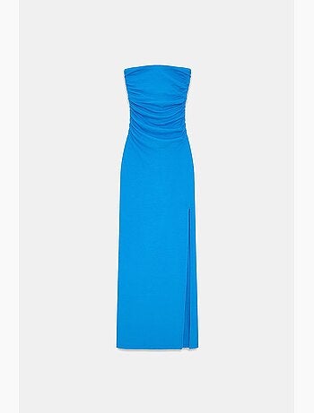 Vestido maxi justo sem alças com racha dilvin