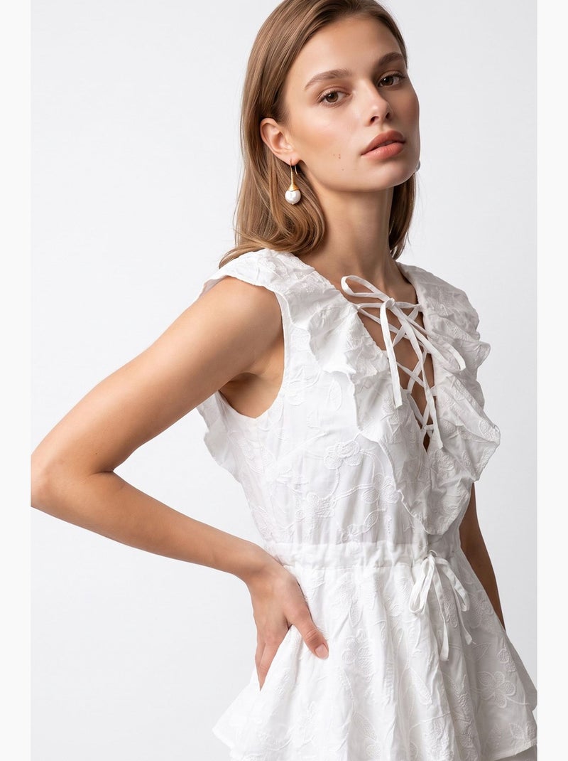 Vestido maxi mixray Branco - Kiabi