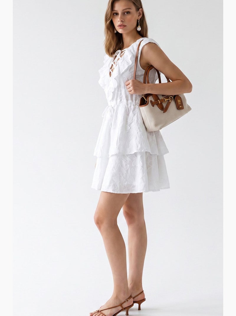 Vestido maxi mixray Branco - Kiabi