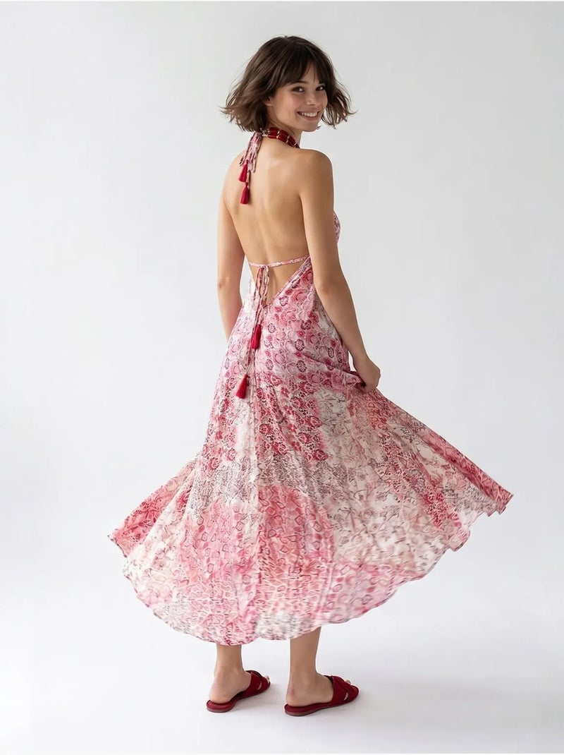 Vestido maxi paisley com decote halter mixray Multicolorido - Kiabi