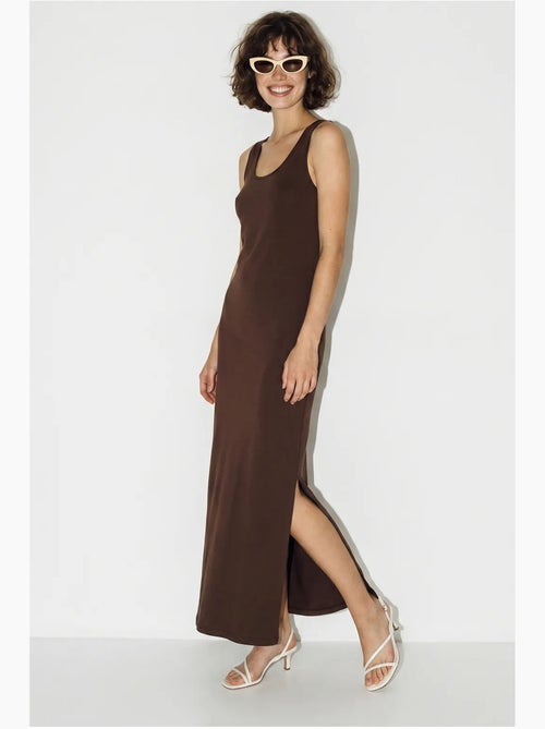 Vestido maxi reto sem mangas com fenda lucci - Kiabi Vestido maxi reto sem mangas com fenda lucci - Kiabi