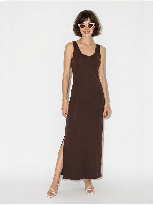 Vestido maxi reto sem mangas com fenda lucci - Kiabi Vestido maxi reto sem mangas com fenda lucci - Kiabi