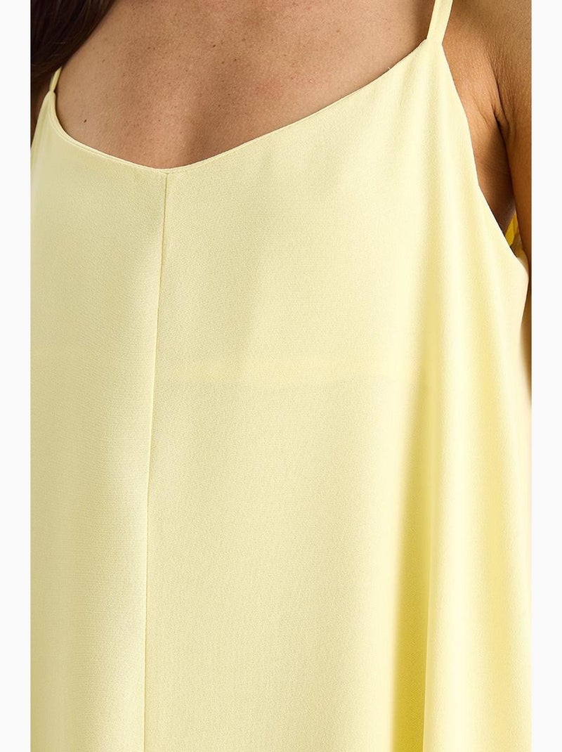 Vestido maxi sem mangas com decote em v lucci Amarelo-limão - Kiabi