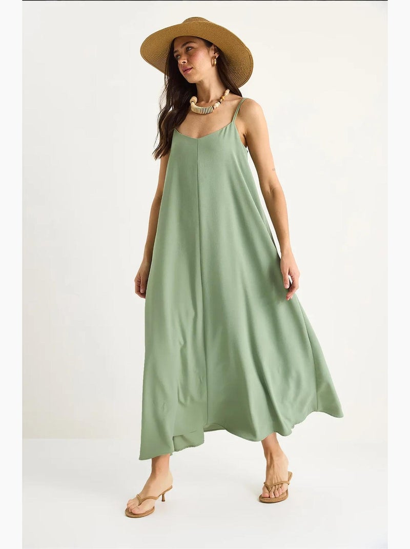 Vestido maxi sem mangas com decote em v lucci Verde pastel - Kiabi