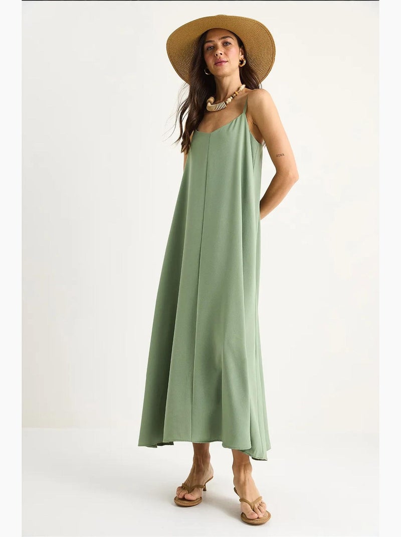 Vestido maxi sem mangas com decote em v lucci Verde pastel - Kiabi