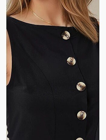 Vestido maxi sem mangas em a com detalhe de botões hiccup