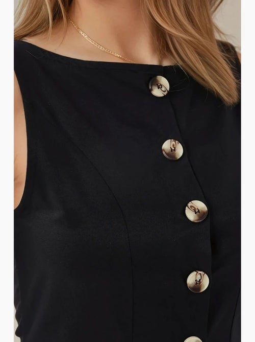 Vestido maxi sem mangas em a com detalhe de botões hiccup - Kiabi Vestido maxi sem mangas em a com detalhe de botões hiccup - Kiabi