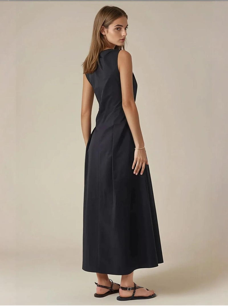 Vestido maxi sem mangas em a com detalhe de botões hiccup Preto - Kiabi