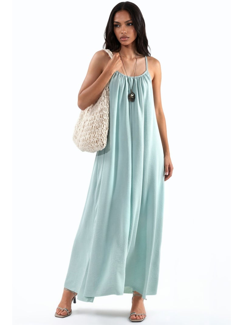 Vestido maxi tecido de corte descontraído hiccup Verde menta - Kiabi