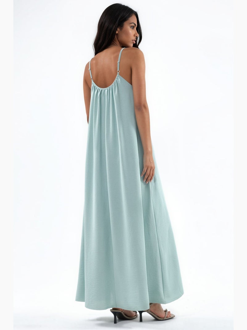 Vestido maxi tecido de corte descontraído hiccup Verde menta - Kiabi