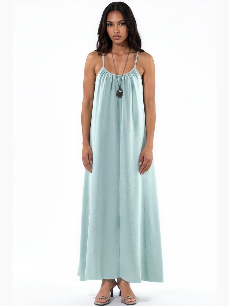 Vestido maxi tecido de corte descontraído hiccup Verde menta - Kiabi