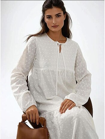Vestido maxi texturizado com decote redondo hiccup