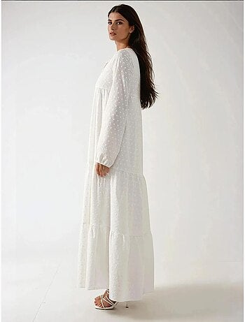 Vestido maxi texturizado com decote redondo hiccup