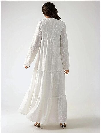 Vestido maxi texturizado com decote redondo hiccup