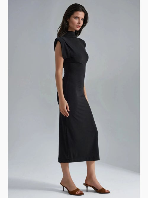 Vestido midi acolchoado com detalhes de racha busem - Kiabi