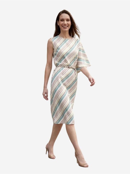 Vestido midi às riscas em liocel my fashion - Kiabi Vestido midi às riscas em liocel my fashion - Kiabi