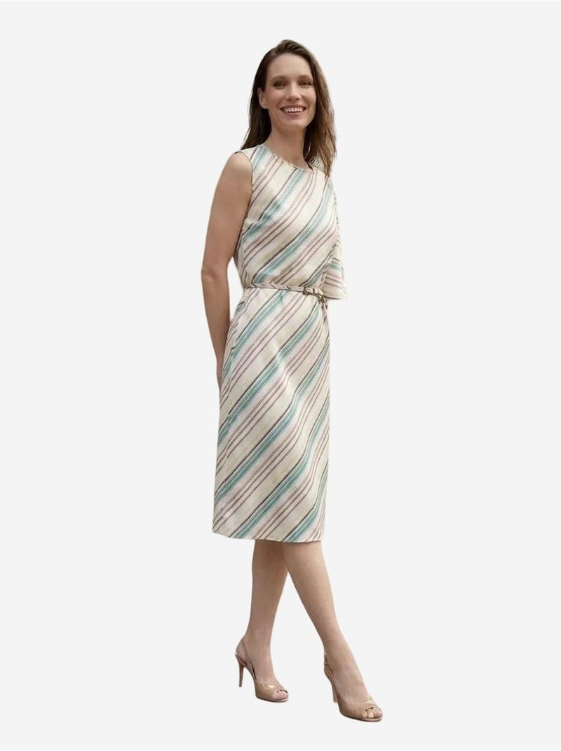 Vestido midi às riscas em liocel my fashion Azul-pastel - Kiabi