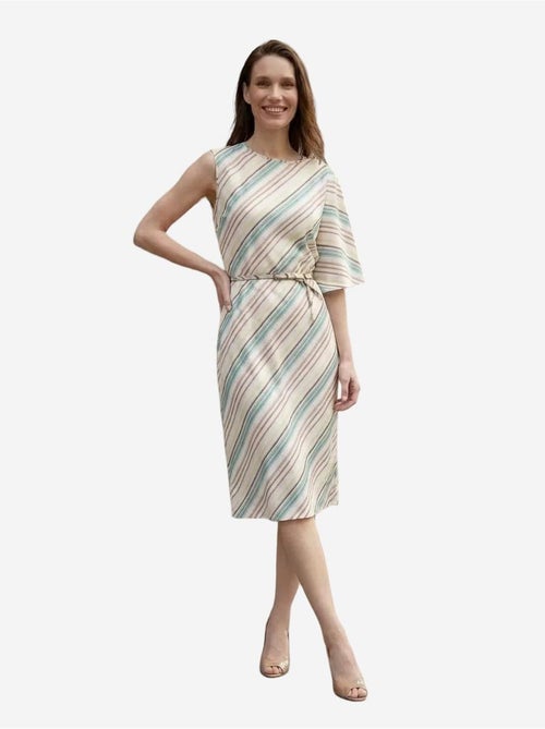 Vestido midi às riscas em liocel my fashion - Kiabi Vestido midi às riscas em liocel my fashion - Kiabi