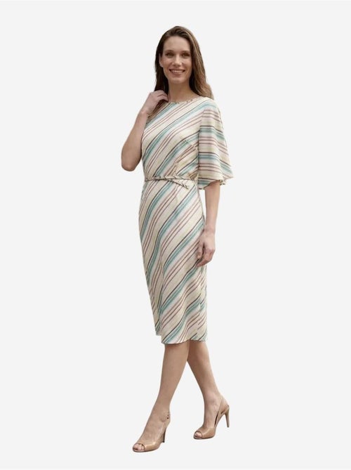 Vestido midi às riscas em liocel my fashion - Kiabi Vestido midi às riscas em liocel my fashion - Kiabi