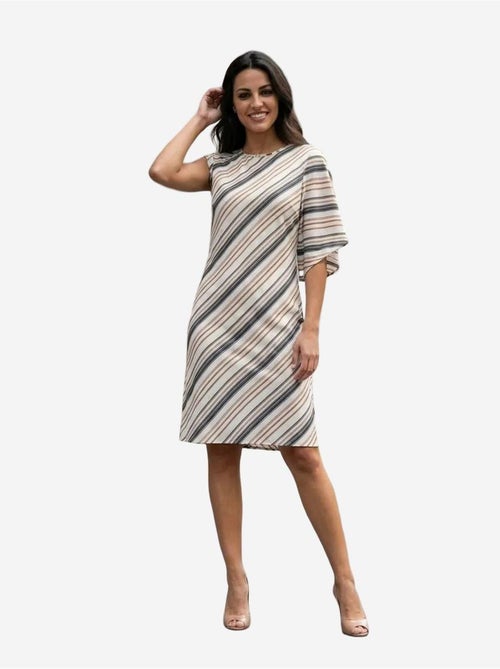 Vestido midi às riscas em liocel my fashion - Kiabi Vestido midi às riscas em liocel my fashion - Kiabi