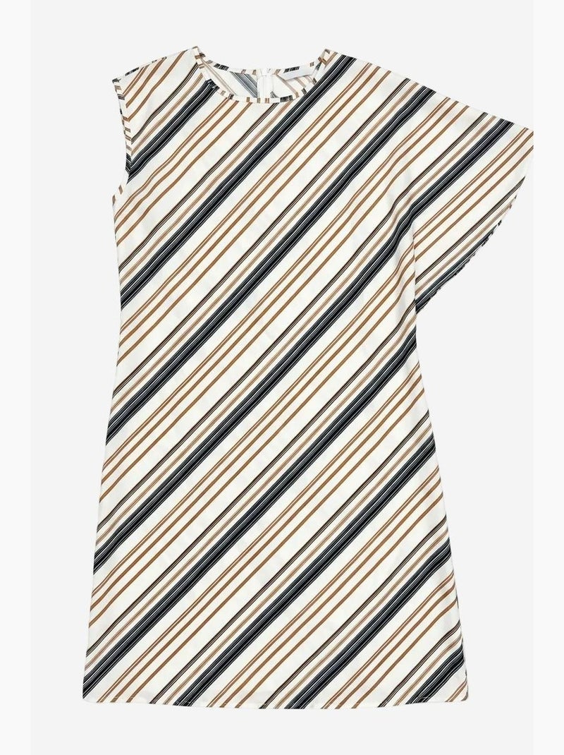 Vestido midi às riscas em liocel my fashion Castanho-claro - Kiabi