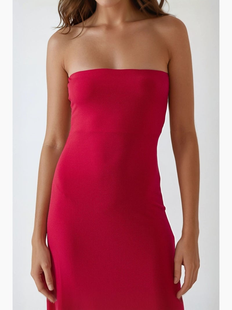 Vestido midi básico sem alças hiccup Vermelho - Kiabi