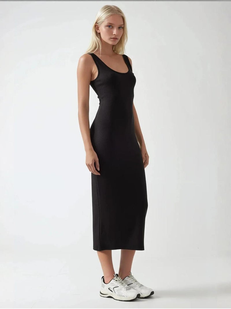 Vestido midi básico soft touch hiccup Preto - Kiabi