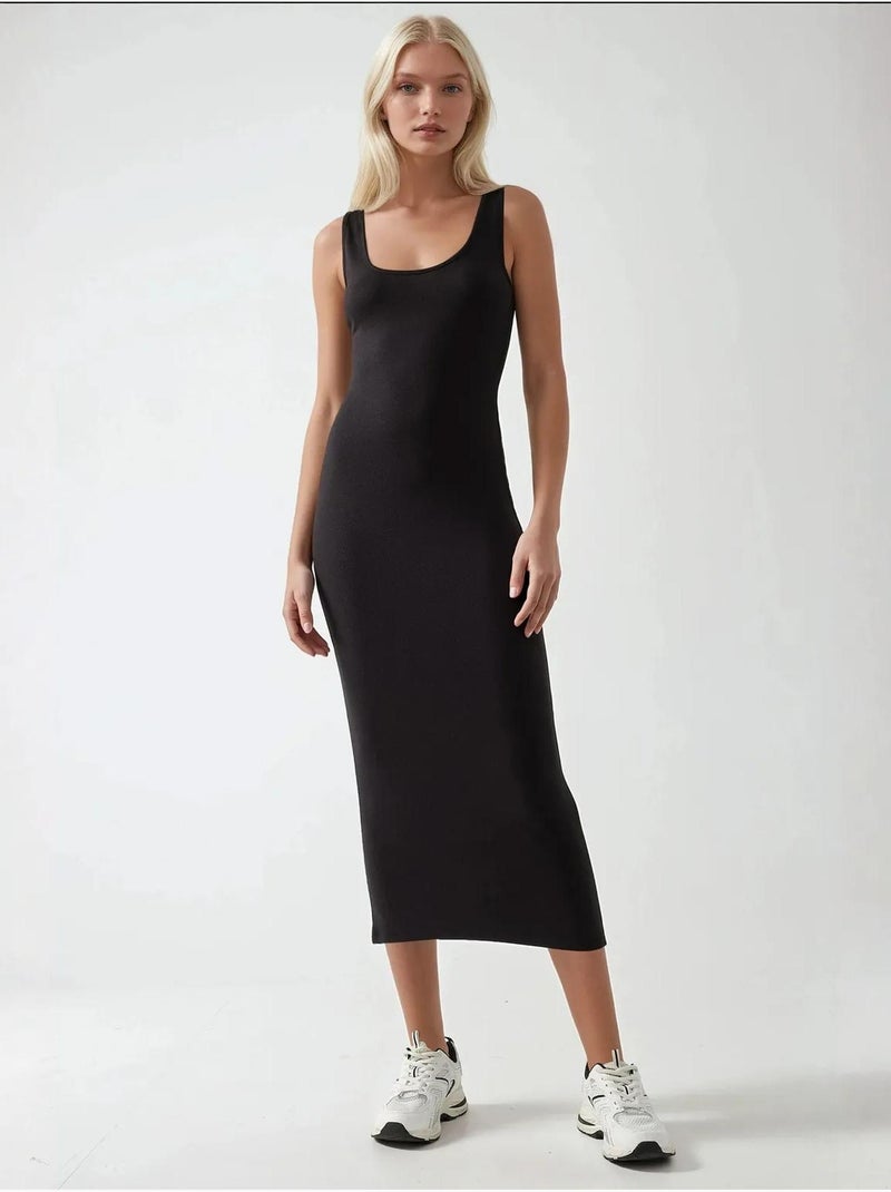 Vestido midi básico soft touch hiccup Preto - Kiabi
