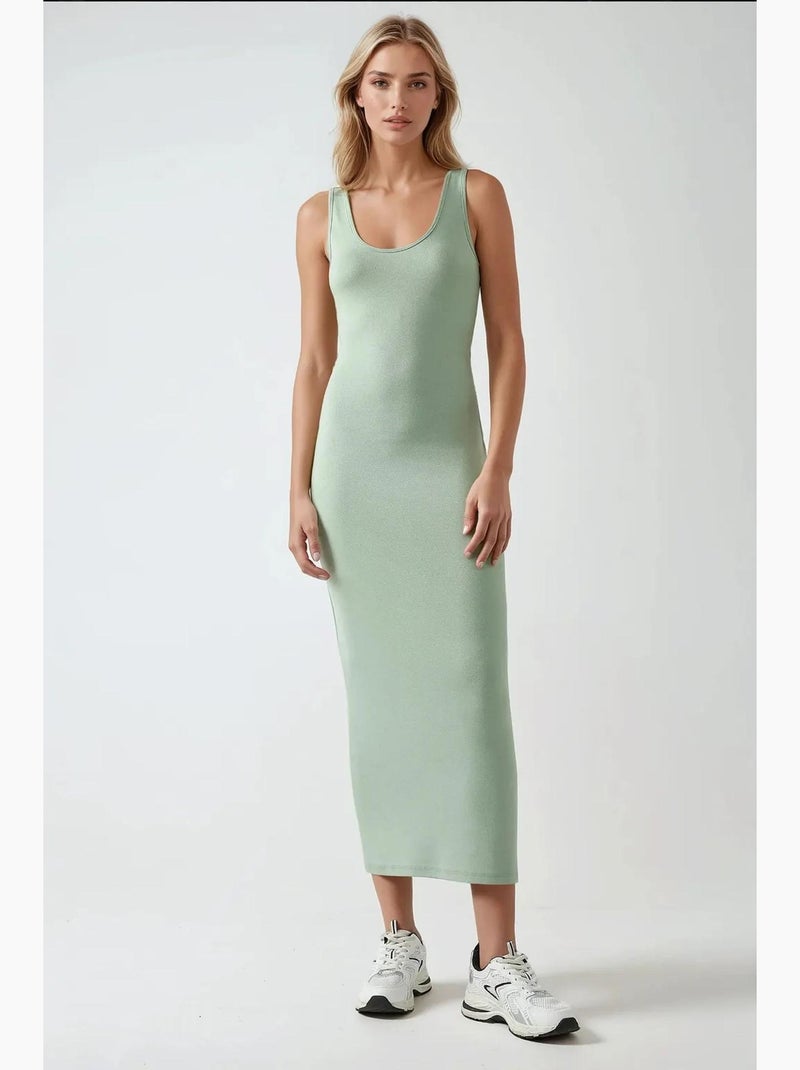 Vestido midi básico soft touch hiccup Verde menta - Kiabi