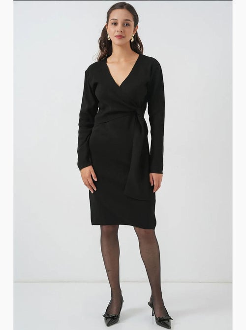 Vestido midi bodycon com decote em v e fecho com laço bdart - Kiabi