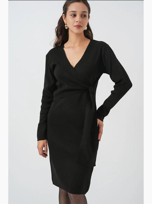Vestido midi bodycon com decote em v e fecho com laço bdart - Kiabi