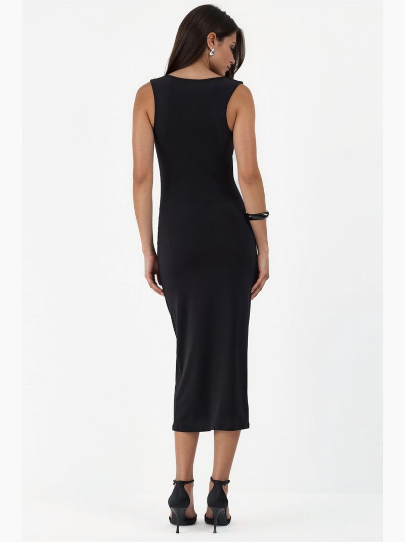 Vestido midi bodycon com decote quadrado sandy hiccup Preto - Kiabi