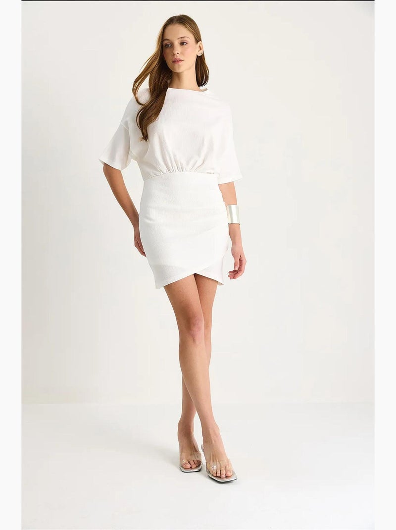 Vestido midi bodycon com fecho de correr lucci Branco - Kiabi