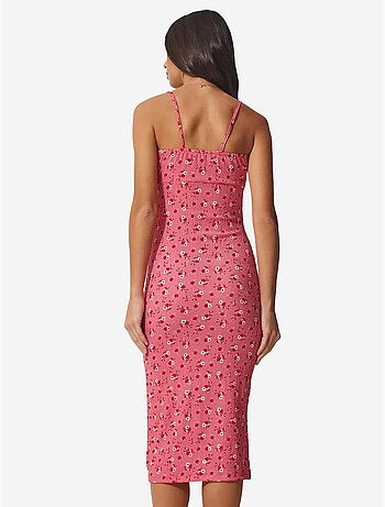 Vestido midi bodycon floral com racha istanbul