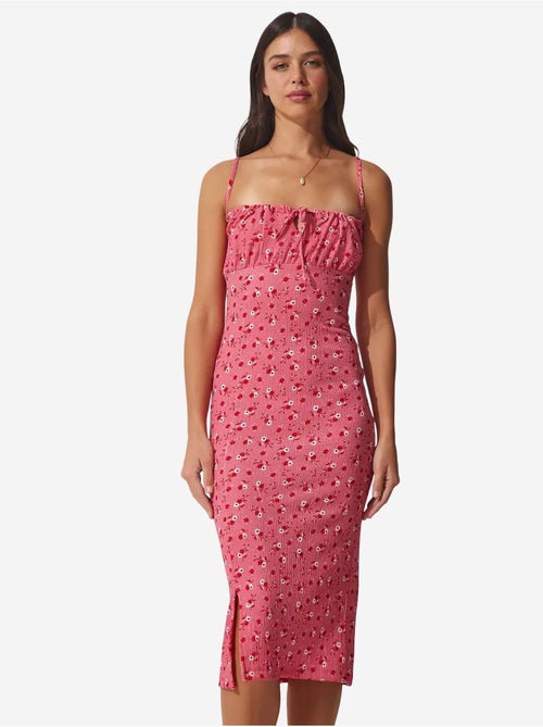 Vestido midi bodycon floral com racha istanbul - Kiabi Vestido midi bodycon floral com racha istanbul - Kiabi