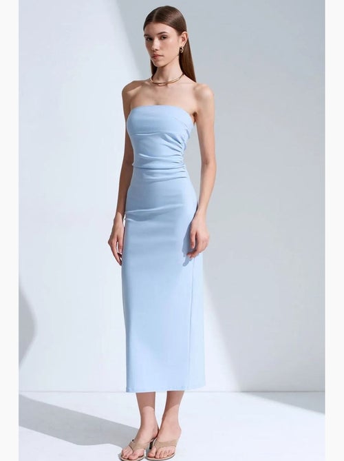 Vestido midi bodycon sem alças com racha dilvin - Kiabi Vestido midi bodycon sem alças com racha dilvin - Kiabi