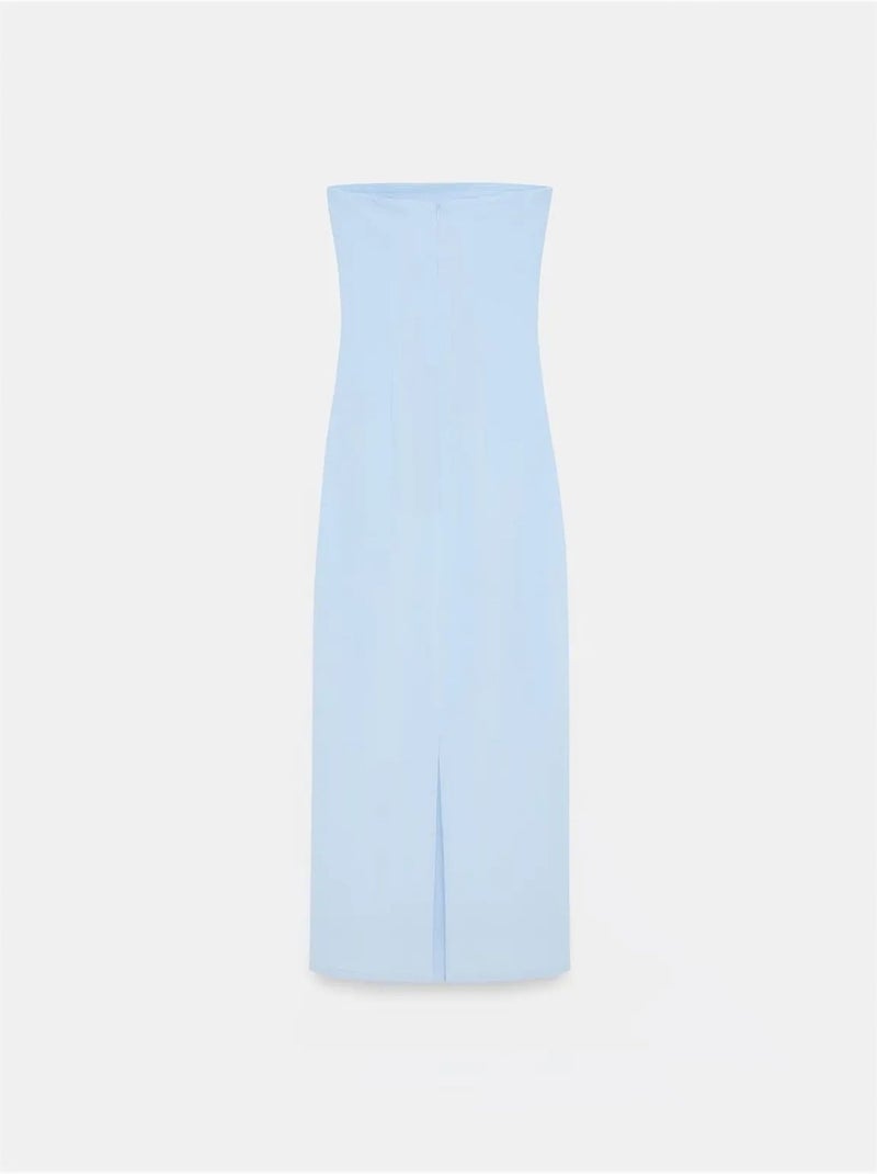 Vestido midi bodycon sem alças com racha dilvin Azul-céu - Kiabi