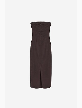 Vestido midi bodycon sem alças com racha dilvin