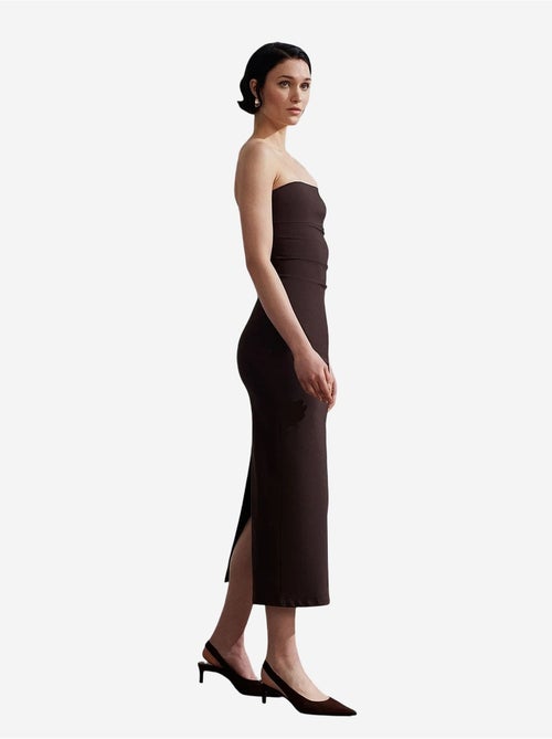 Vestido midi bodycon sem alças com racha dilvin - Kiabi Vestido midi bodycon sem alças com racha dilvin - Kiabi