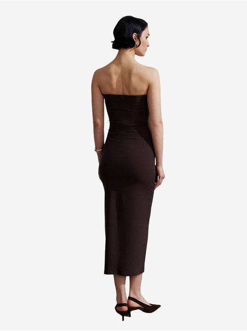 Vestido midi bodycon sem alças com racha dilvin - Kiabi Vestido midi bodycon sem alças com racha dilvin - Kiabi