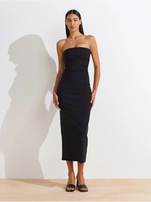 Vestido midi bodycon sem alças com racha dilvin - Kiabi Vestido midi bodycon sem alças com racha dilvin - Kiabi