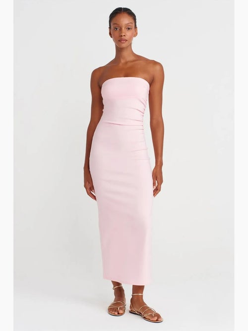 Vestido midi bodycon sem alças com racha dilvin - Kiabi Vestido midi bodycon sem alças com racha dilvin - Kiabi
